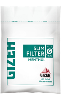 Фильтры для самокруток 6мм (угольные) Gizeh Slim Menthol (120 шт) - фото 6492